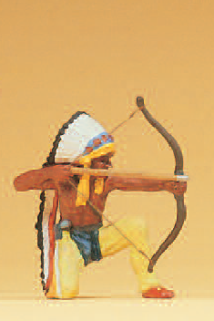 Indianer kniend, mit Bogen