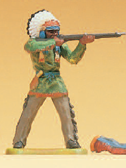 Häuptling stehend, mit Gewehr