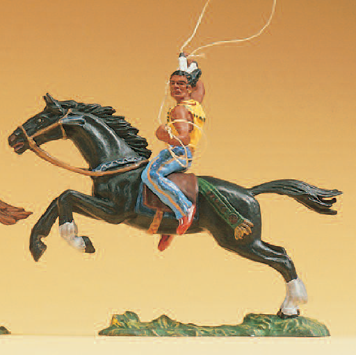 Indianer reitend, Lasso werfend