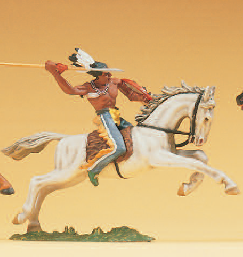 Indianer reitend, mit Speer