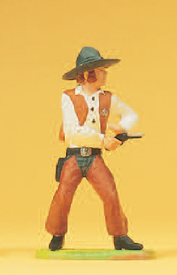 Cowboy stehend, mit Revolver