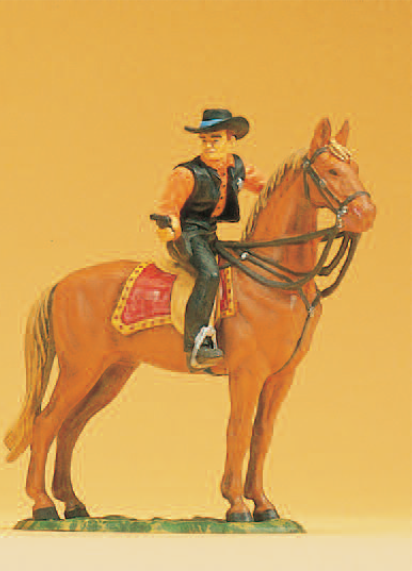Sheriff zu Pferd, mit Revolver