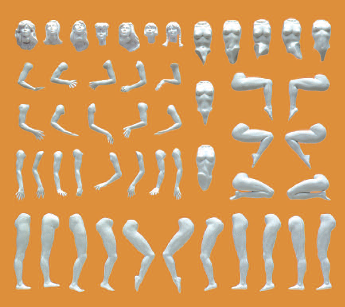 Modellfigur "Eva". 7 unbemalte Modellfiguren im Bausatz