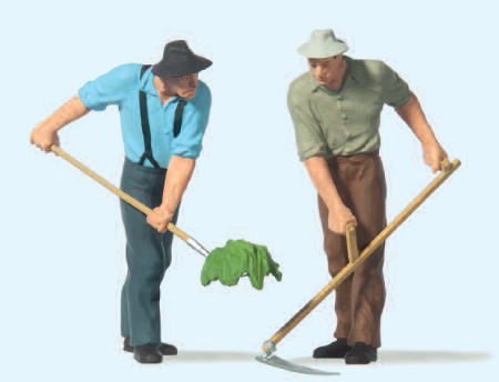 Bauern mit Sense und Gabel