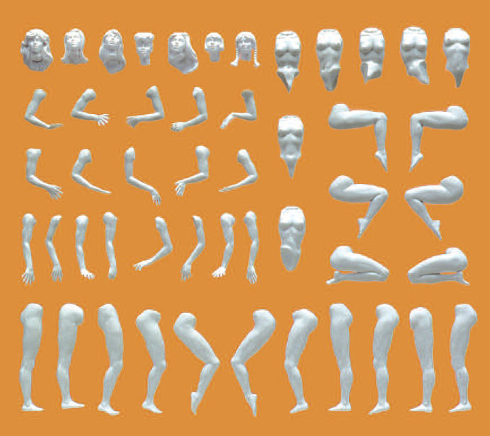 Modellfigur "Eva". 7 unbemalte Modellfiguren im Bausatz