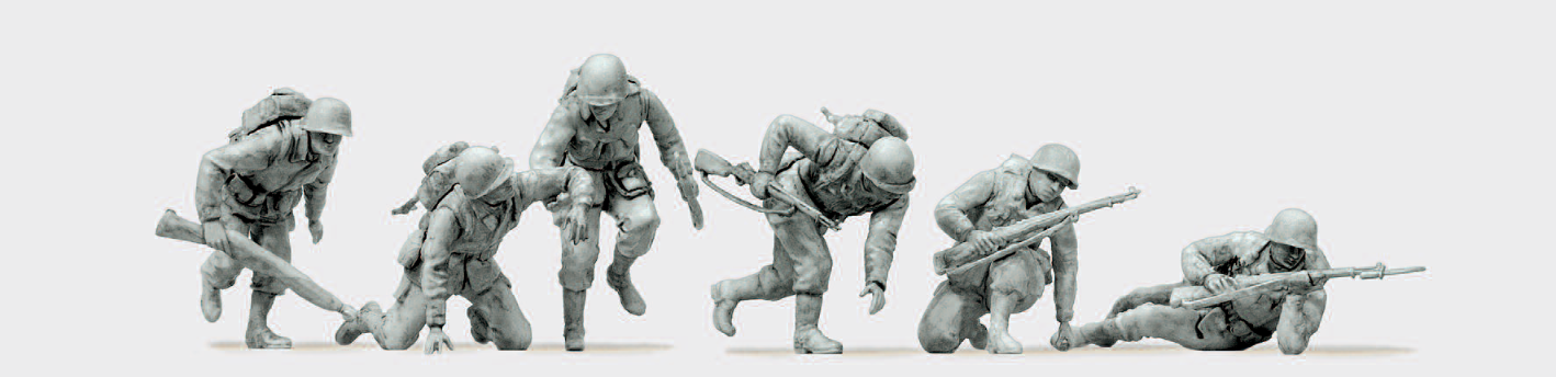 US-Infanterie. D-Day 1944. 6 unbemalte Miniaturfiguren. Bausatz