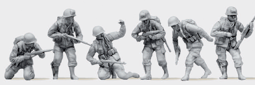 US-Luftlandetruppen. D-Day 1944. 6 unbemalte Miniaturfiguren. Bausatz