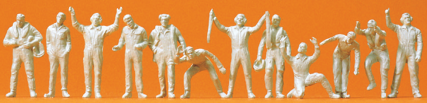 Piloten und Bodenpersonal. Bundesluftwaffe. 12 unbemalte Miniaturfiguren. Bausatz