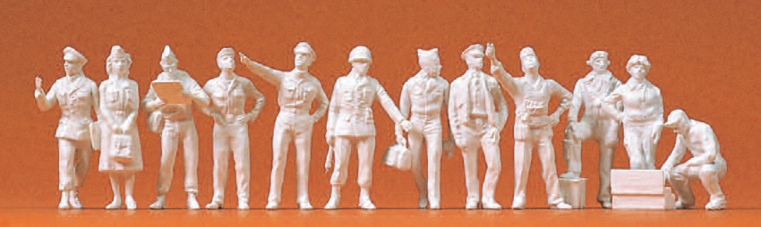 Piloten. Bodenpersonal. US Army Force 1942-45. 12 unbemalte Miniaturfiguren. Bausatz