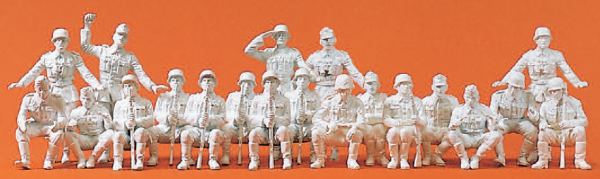 Mot. Infanterie/Panzergrenadiere. Deutsches Reich 1939-45. Passend u.a. zu SdKfz 251. 20 unbemalte Miniaturfiguren. Mit Zubehör. Bausatz