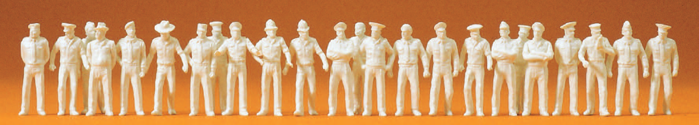 Uniformierte, sommerlich. 24 unbemalte Miniaturfiguren. Kombinationsbausatz.