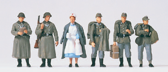 Heimaturlaub. Deutsches Reich 1939-45. 6 unbemalte Miniaturfiguren. Bausatz