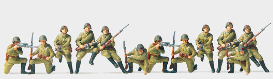 Infanterie, aufgesessen. UdSSR 1942. 12 unbemalte Miniaturfiguren. Bausatz