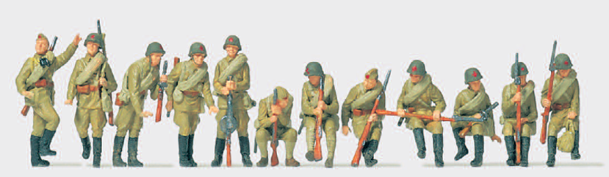 Infanterie, aufgesessen. UdSSR 1942. 12 unbemalte Miniaturfiguren. Bausatz