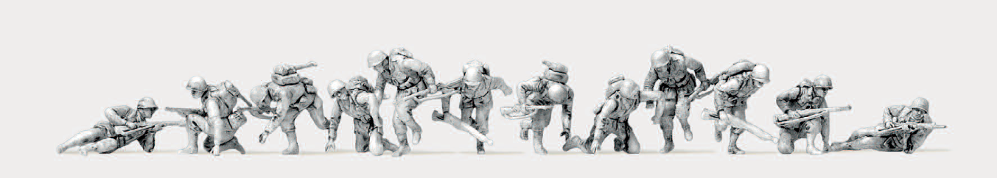 US-Infanterie. D-Day 1944. 12 unbemalte Miniaturfiguren. Bausatz