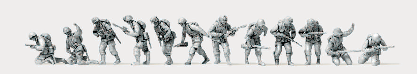 US-Luftlandetruppen. D-Day 1944. 12 unbemalte Miniaturfiguren. Bausatz