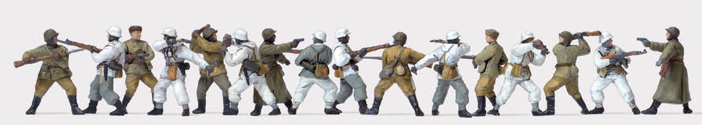 Nahkampf. Winteruniform. Deutsches Reich/UdSSR 1943-45. 16 unbemalte Miniaturfiguren. Bausatz
