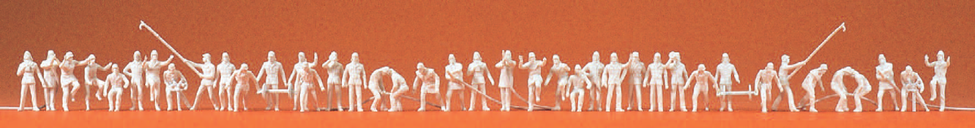 Feuerwehrmänner. 40 unbemalte Miniaturfiguren. Mit Zubehör. Bausatz