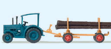 PREISER - HANOMAG-Schlepper mit Langholzanhänger. Fertigmodell 火车模型